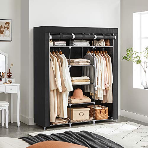 SONGMICS Armario Closet organizador Textil Plegable Color Negro 175 x 150 x 45 cm RYG12B