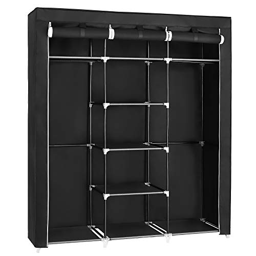 SONGMICS Armario Closet organizador Textil Plegable Color Negro 175 x 150 x 45 cm RYG12B