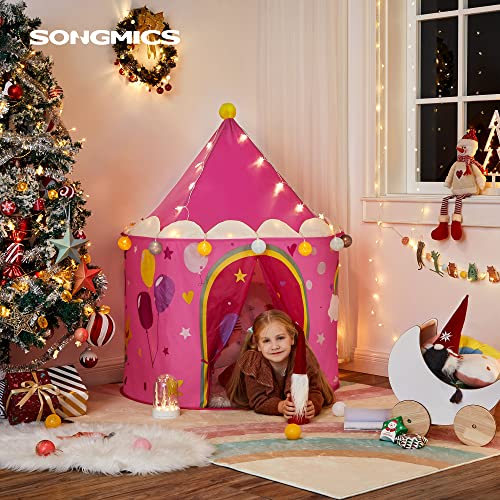 SONGMICS Tienda para Niños, Carpa Infantil, Castillo de la Princesa, Pop Up, Regalo para Niños, para Interior y Exterior, Bolsa de Transporte, Rosa y Amarillo , Navidad, LPT04PY