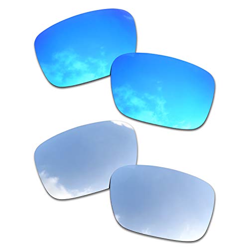 SOODASE Para Oakley Drop Point Gafas de Sol Azul/Plata 2 Pares Lentes de Repuesto polarizadas