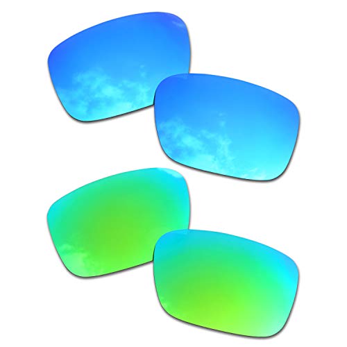 SOODASE Para Oakley Drop Point Gafas de Sol Azul/Verde 2 Pares Lentes de Repuesto polarizadas