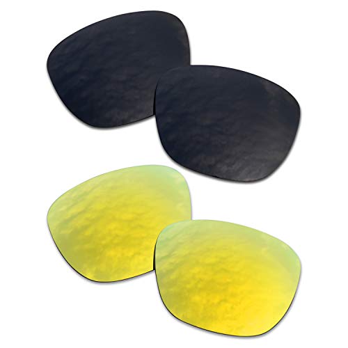 SOODASE Para Oakley Enduro Gafas de Sol Negro/Dorado 2 Pares Lentes de Repuesto polarizadas