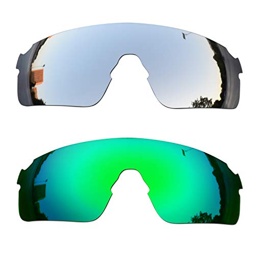 SOODASE Para Oakley EVZero Blades Gafas de sol Plata/Verde 2 Pares Lentes de repuesto polarizadas