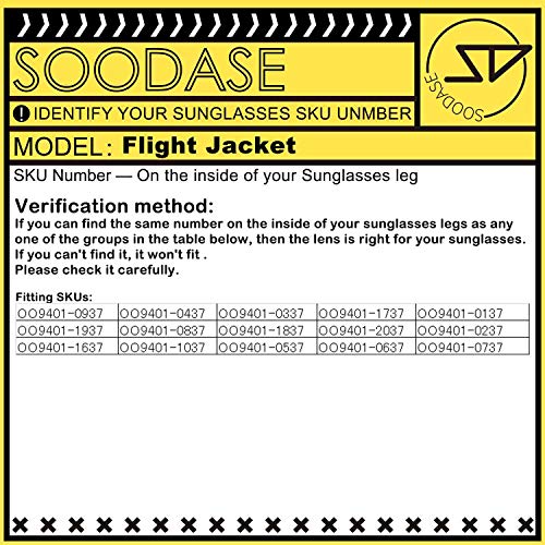 SOODASE Para Oakley Flight Jacket Gafas de sol Fotocromismo Lentes de repuesto