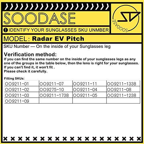 SOODASE Para Oakley Radar EV Pitch Gafas de sol Plata Lentes de repuesto polarizadas