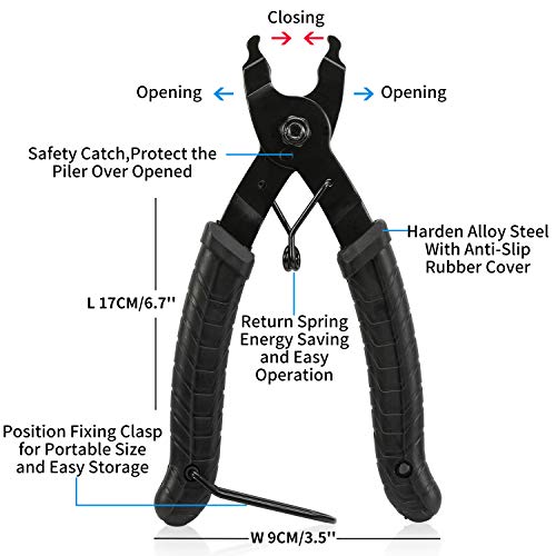 SOOHAO Herramienta de Reparación de Cadena de Bici, Alicate de Eslabón de Bicicleta + Herramienta la Cadena+Cepillo de Cadena+Indicador de Desgaste de Cadena+3 Pares de Eslabones Faltantes de Bici…