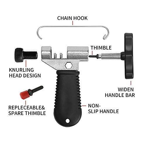 SOOHAO Herramienta de Reparación de Cadena de Bici, Alicate de Eslabón de Bicicleta + Herramienta la Cadena+Cepillo de Cadena+Indicador de Desgaste de Cadena+3 Pares de Eslabones Faltantes de Bici…