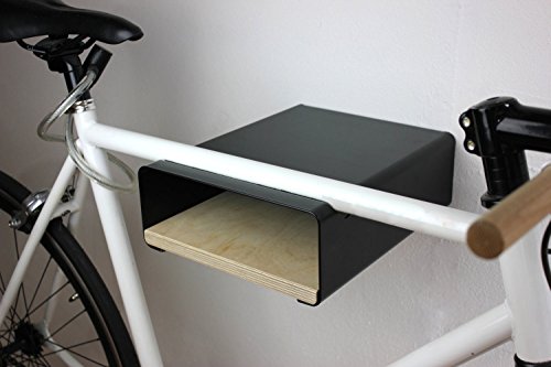 Soporte de bicicleta V shelf negro, con placas de madera diversos (abedul)