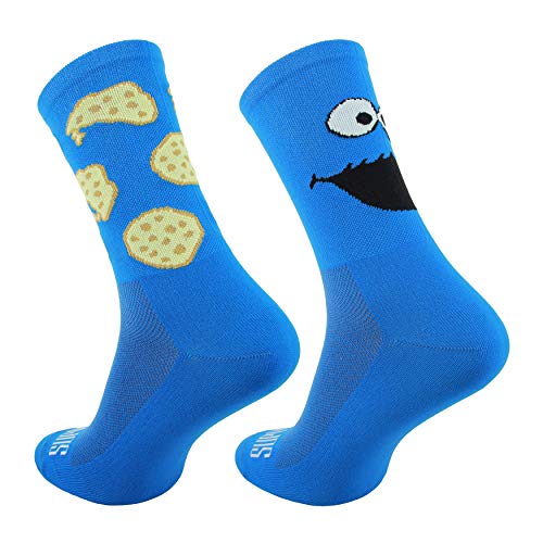 Soporte de calcetines de ciclismo para hombre, tecnología transpirable de fibra antideslizante, unisex, divertidos patrones de ciclista, color Alguien azul, tamaño 3-5 UK / 36-38 EU