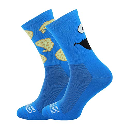 Soporte de calcetines de ciclismo para hombre, tecnología transpirable de fibra antideslizante, unisex, divertidos patrones de ciclista, color Alguien azul, tamaño 3-5 UK / 36-38 EU