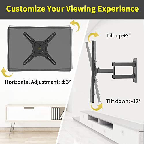 Soporte de Pared para TV 26" - 55" - Girar, Inclinar, Extender y Retraer - Montaje Televisor Sólido Carga hasta 40kg - Mejor Ángulo de Visión - Máx. VESA 400x400mm