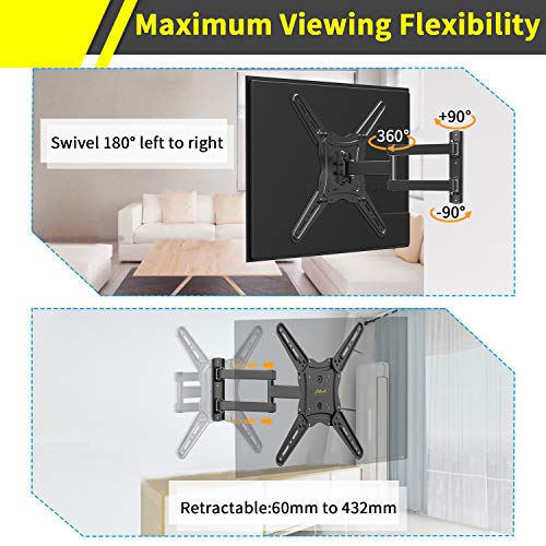 Soporte de Pared para TV 26" - 55" - Girar, Inclinar, Extender y Retraer - Montaje Televisor Sólido Carga hasta 40kg - Mejor Ángulo de Visión - Máx. VESA 400x400mm