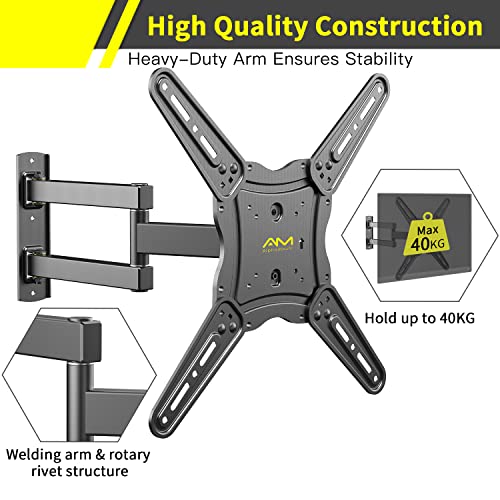 Soporte de Pared para TV 26" - 55" - Girar, Inclinar, Extender y Retraer - Montaje Televisor Sólido Carga hasta 40kg - Mejor Ángulo de Visión - Máx. VESA 400x400mm