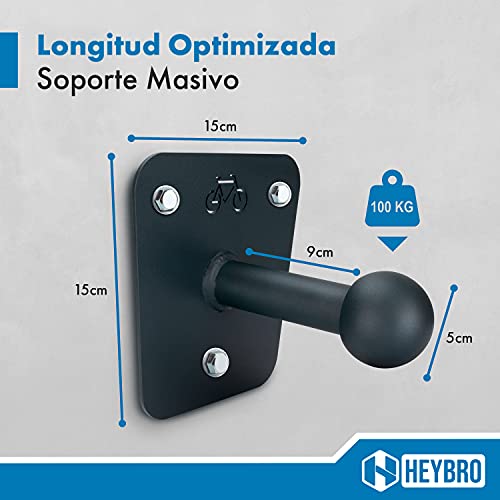 Soporte de pared universal para portabicicletas trasero de HEYBRO - incluidos accesorios de montaje, además de eficiente y elegante soporte de pared para su portabicicletas