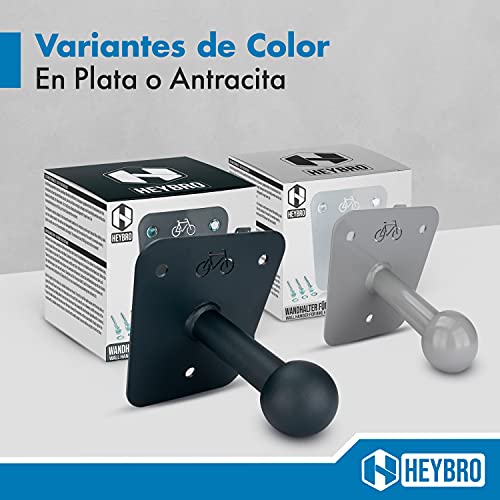 Soporte de pared universal para portabicicletas trasero de HEYBRO - incluidos accesorios de montaje, además de eficiente y elegante soporte de pared para su portabicicletas