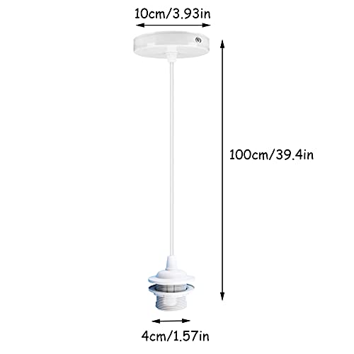 Soporte de Techo Lámpara E27, Soporte de Lámpara de Techo, Colgante Vintage Retro Lámparas Soporte, con Cable Ajustable 1m, para Bar, Cafetería, Tienda de Ropa, Hogar, Hotel(Blanco)