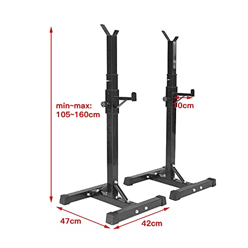 Soporte Estante Ajustable Barra,Aparato para Sentadillas Ajustable Altura 105 a 160 cm, Pesas Gimnasio MAX 200 KG (Negro)