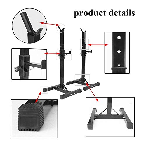 Soporte Estante Ajustable Barra,Aparato para Sentadillas Ajustable Altura 105 a 160 cm, Pesas Gimnasio MAX 200 KG (Negro)