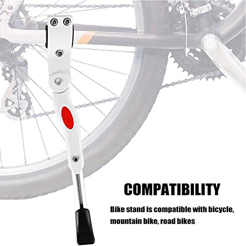 Soporte Lateral de Bicicleta - WENTS Pata de Cabra para Bicicleta Aluminio Soporte Ajustable del Retroceso de Bici para Ciclismo de Bicicletas Diámetro de Rueda 22-27 Pulgadas (Blanco)