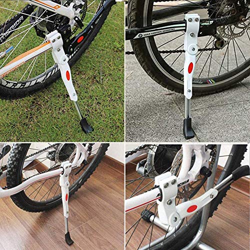 Soporte Lateral de Bicicleta - WENTS Pata de Cabra para Bicicleta Aluminio Soporte Ajustable del Retroceso de Bici para Ciclismo de Bicicletas Diámetro de Rueda 22-27 Pulgadas (Blanco)