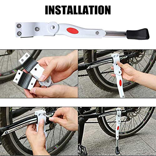 Soporte Lateral de Bicicleta - WENTS Pata de Cabra para Bicicleta Aluminio Soporte Ajustable del Retroceso de Bici para Ciclismo de Bicicletas Diámetro de Rueda 22-27 Pulgadas (Blanco)