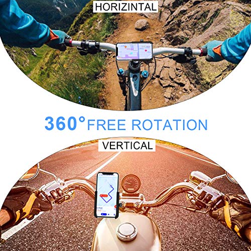 Soporte Movil Bicicleta Aluminio Motocicleta Telefono Soporte Universal 360°Rotación Soporte Móvil Manillar para Bici Moto Compatible para iPhone, Samsung, Xiaomi, Huawei 4"-6.8"Smartphones (negro)