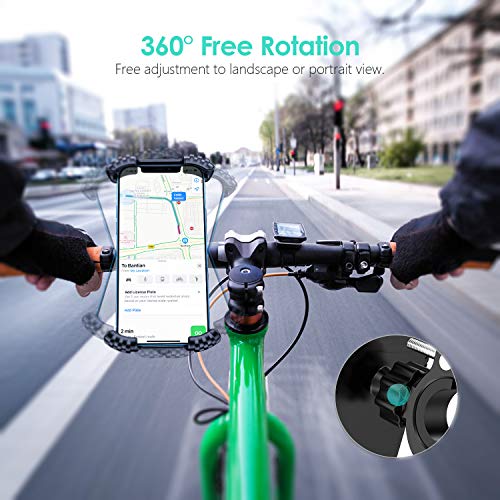Soporte Movil Bicicleta, Autkors Soporte Motocicleta con 360° Rotación Manillar, Anti Vibración Soporte Movil Bici Universal para Phone 12/12 Pro/12 Mini/11 (4.7-7.0 Pulgadas)