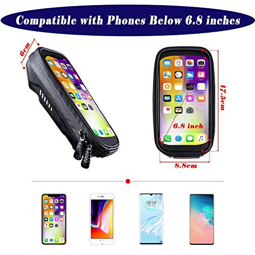 Soporte Movil Bicicleta Impermeable Universal Soporte Moto Movil con Cubierta de Lluvia Soporte Movil Manillar Bolsa Telefono Bicicleta para iPhone 11/XS Max/Samsung S9/S10/Huawei P30 Hasta 6.8" Negro