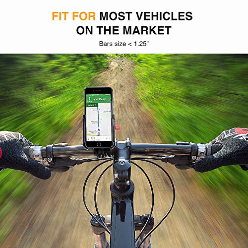 Soporte Movil Bicicleta y Moto, Soporte de Teléfono Celular de Aluminio de 360​​° para Motocicleta de Bicicleta Compatible con iPhone12 Mini,12 Pro, 11, X,8, 7, 6S, Samsung S10 S9 S8