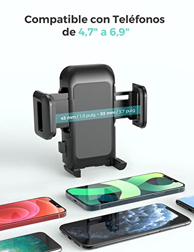 Soporte Móvil Coche, Soporte del Coche Móvil Universal para Salpicadero y Parabrisas con Ventosa de Gel Fuerte y Fijador Antivibración, para iPhone 12/11/SE/X/8/7 Plus, Galaxy S9/S8, Xiaomi, Redmi ect