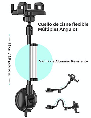 Soporte Móvil Coche, Soporte del Coche Móvil Universal para Salpicadero y Parabrisas con Ventosa de Gel Fuerte y Fijador Antivibración, para iPhone 12/11/SE/X/8/7 Plus, Galaxy S9/S8, Xiaomi, Redmi ect