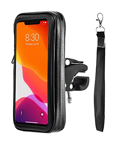 Soporte movil Moto Funda Impermeable Universal Valida telefonos de hasta 6.5" sujecion irrompible con Enganche Extra al Manillar Soporte movil Bici Soporte movil para Moto