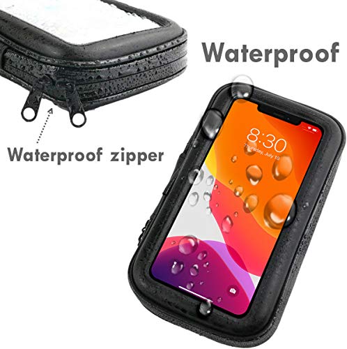 Soporte movil Moto Funda Impermeable Universal Valida telefonos de hasta 6.5" sujecion irrompible con Enganche Extra al Manillar Soporte movil Bici Soporte movil para Moto