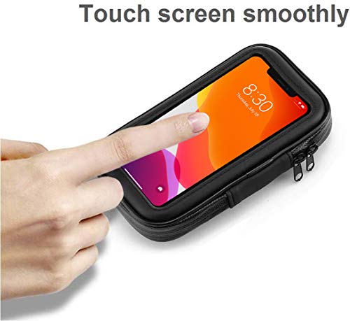 Soporte movil Moto Funda Impermeable Universal Valida telefonos de hasta 6.5" sujecion irrompible con Enganche Extra al Manillar Soporte movil Bici Soporte movil para Moto