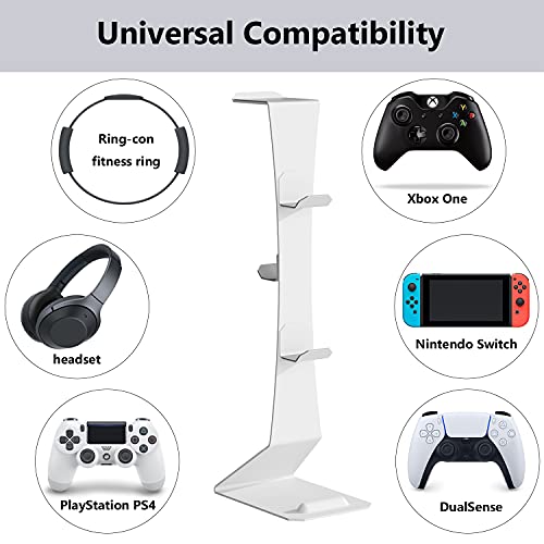 Soporte para Controlador de Juegos para Nintendo Switch/Xbox/Playstation PS4,Accesorios universales Gamepad,Controlador de Juego Dual MiiKARE y Soporte para Auriculares-Blanco