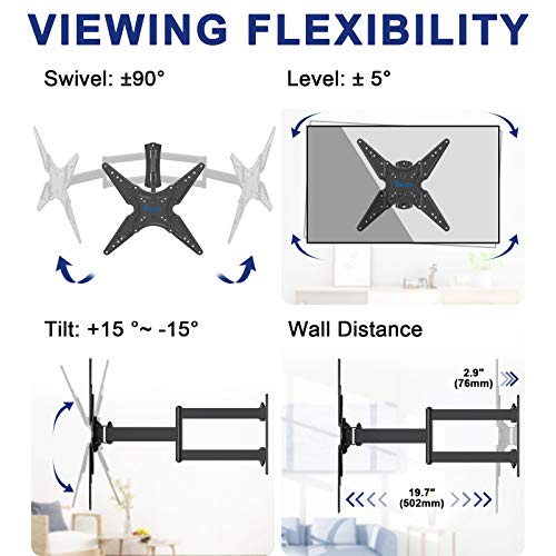 Soporte TV de Pared Articulado Inclinable y Giratorio para Pantallas de 26-55 Pulgadas, hasta 45 kg, MAX VESA 400x400mm