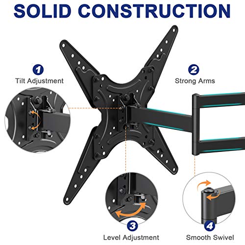 Soporte TV de Pared Articulado Inclinable y Giratorio para Pantallas de 26-55 Pulgadas, hasta 45 kg, MAX VESA 400x400mm