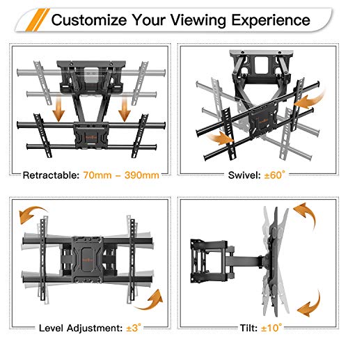 Soporte TV de Pared Articulado Inclinable y Giratorio para Pantallas de 37-70 Pulgadas, hasta 60 kg, MAX VESA 600x400mm