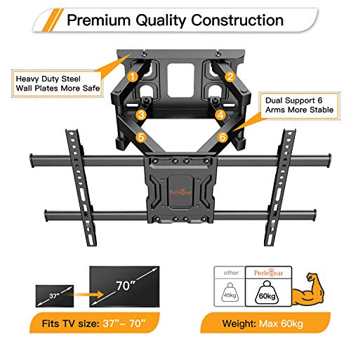 Soporte TV de Pared Articulado Inclinable y Giratorio para Pantallas de 37-70 Pulgadas, hasta 60 kg, MAX VESA 600x400mm