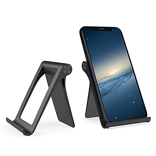 Soporte Universal Multiposición Ajustable para Móvil Tablet Smartphones 4”-11” para Mesa Escritorio Multiángulo Plegable Compatible con Todos los Modelos de móvil y Tablet (Negro)