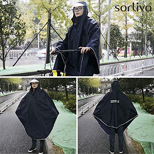 sorliva Resistente al Viento con Capucha - Chubasquero Poncho para Bicicleta y Ciclismo, Resistente al Viento con Capucha, 1 Pack de 1, Negro