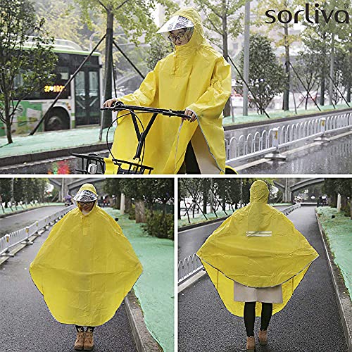 sorliva Resistente al Viento con Capucha - Chubasquero Poncho para Bicicleta y Ciclismo, Resistente al Viento con Capucha, 1 Pack de 1, Yeloow