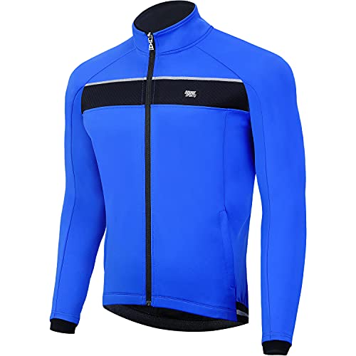 Souke Sports Chaqueta de Ciclismo Hombre, Maillot Ciclismo Hombre Invierno, Chaqueta Ligera de Invierno MTB Reflectante Transpirabilidad Impermeable Chaqueta de Ropa Deportiva al Aire Libre