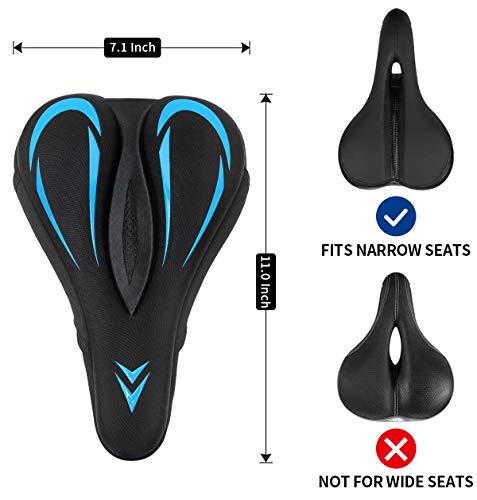 Souke Sports - Funda de Gel Asiento de Bicicleta, Mantilla de Bicicleta Estable y Transpirable con Funda Impermeable, Adecuada para Bicicletas de Exterior e Interior Azul