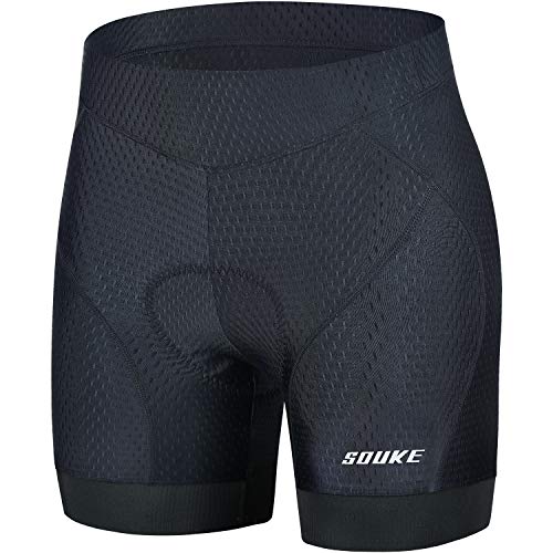 Souke Sports Pantalon Corto Ciclismo Mujer 4D Acolchado, Pantalones Corto Bicicleta Mujer, Pantalones Cortos De Ciclism Transpirables Antideslizante