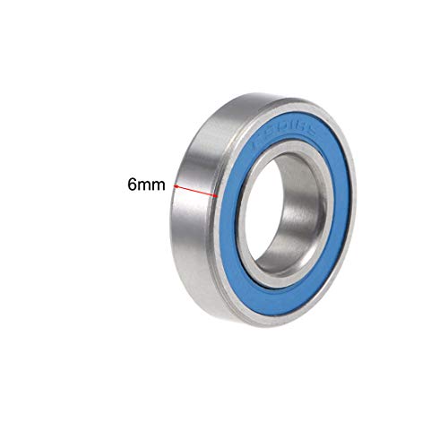 sourcing map 6901-2RS Profunda Ranura Bola Rodamientos 12mm x 24mm x 6mm Doble Sellado Cromado Acero Azul Cubierta P6(ABEC3) 2uds