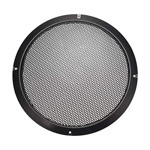 sourcing map Altavoz Rejilla Cubierta 10 Pulgadas 275mm Malla Decorativa Círculo Subwoofer Guardia Protector Negro