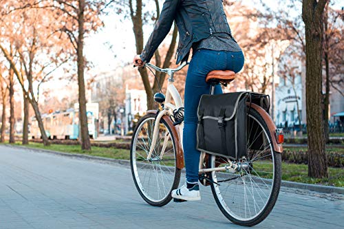 SPACEFLIGHT Bolsa Negra para Bicicleta, Bolsa Doble para Bicicleta, Bolsa Grande para Parte Trasera Bicicleta, 26 L, MAX 10 kg, 30 x 36 x 12 cm