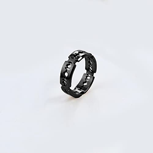 SPACELQ Charm Exagerated Titanium Steel Blade Rock Punk Razor Razor Anillo de Acero Inoxidable Party Damas Joyería de Moda