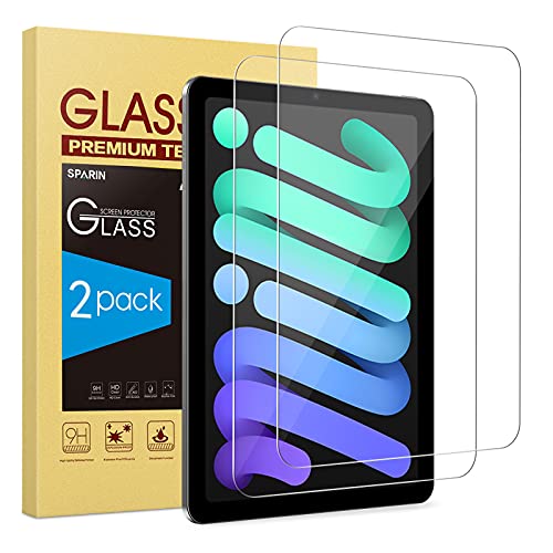 SPARIN 2 Pack Protector de Pantalla Compatible con iPad mini 6 (Modelo 2021), Cristal Templado Compatible con iPad Mini 6 Generación, Dureza 9H